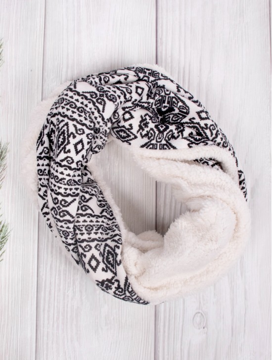 TWO TONE PATTERN LOOP SCARF